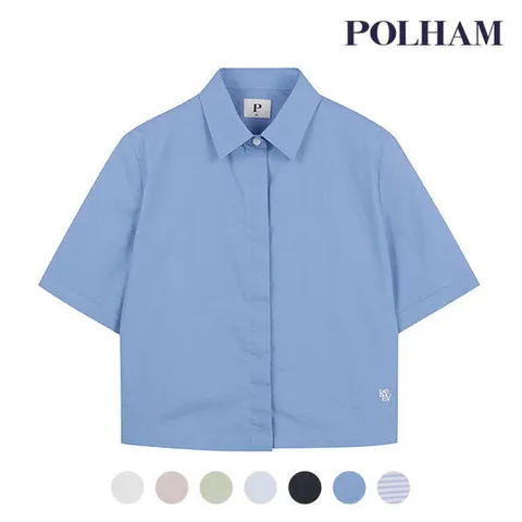 [폴햄][폴햄] 여성 포플린 크롭 반팔셔츠_PHE2WC2813