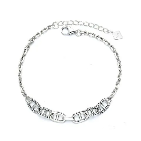 여친선물 실버팔찌 트위스트 피그노즈 체인팔찌 B194