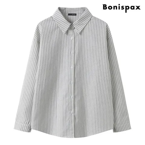 택가 59,000원 [보니스팍스]베이직 카라 스트라이프 긴팔 셔츠 (XQ1BA003L0)