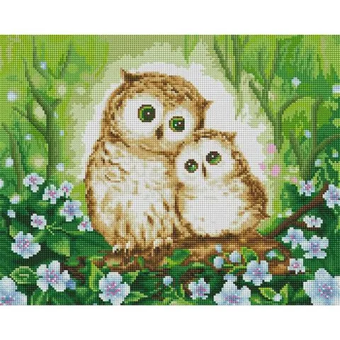 엄마와 아기 부엉이 (캔버스) 보석십자수 40x50 보석십자수 캔버스형보석십자수 캔버스액자보석십자수 동물보석십자수 부엉이보석십자수 아트조이