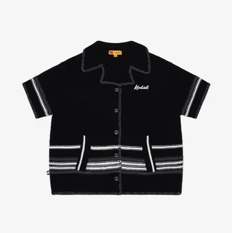 코닥 니트 반팔 오버 셔츠 B1 K5223LKT42 BLK IVR