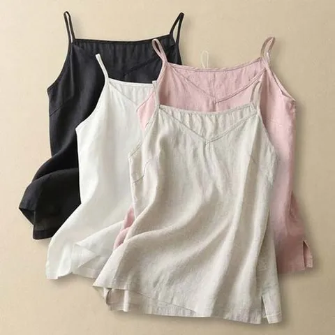 은창)린넨 혼방 레이어드 베이직 끈나시 상의 민소매 이너 여름 나시티 빅사이즈 루즈핏 여성 티셔츠