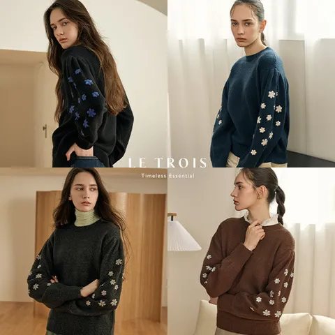 [르투아]르투아 플라워 자수 울 니트 1종