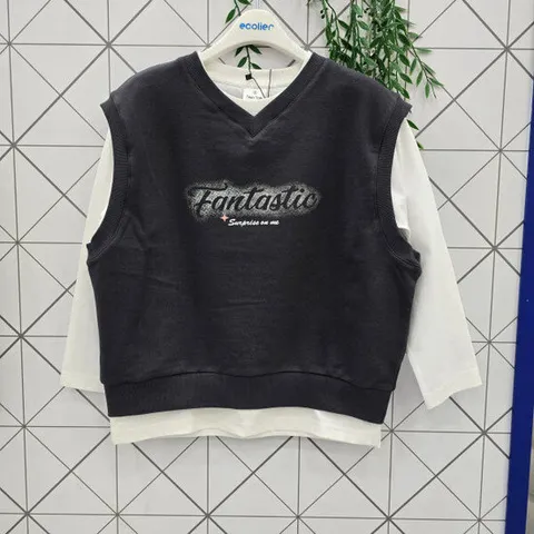 [에꼴리에]에꼴리에 주니어 틴톡 빈티지 프린팅 조끼 세트티 25O