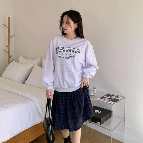 여자 자수 데일리 편안한 파리스 맨투맨