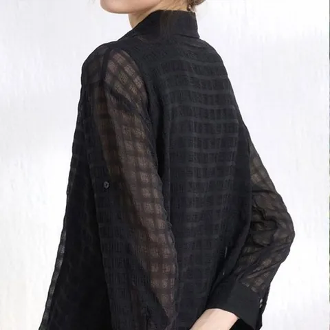 에스연 D4 24 S/S 시어체크 인견 레이어드 셔츠블라우스3종