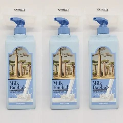 [밀크바오밥] 밀크바오밥 바디워시 화이트머스크 1000ml 2+1 총 3개