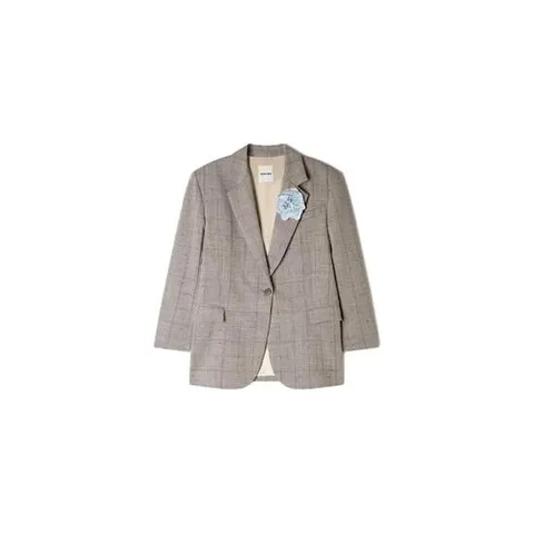 26 FW 산드로 플라워 브로치 체크 블레이저 SFPVE01284 TP449872143