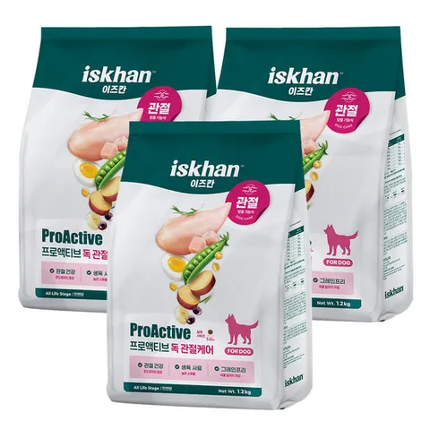 이즈칸 독 프로액티브 기능성 강아지 사료 1.2kg 뼈/관절강화 3개