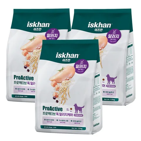 이즈칸 독 프로액티브 기능성 강아지 사료 1.2kg 피부/피모+알러지 3개