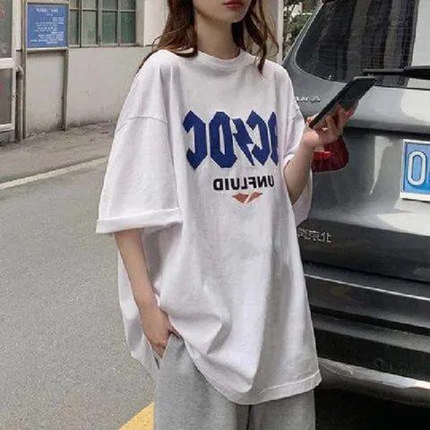 ACDC 여성 반팔 티숙 BI00420 롱맨투맨티 박시 티 루 레터링
