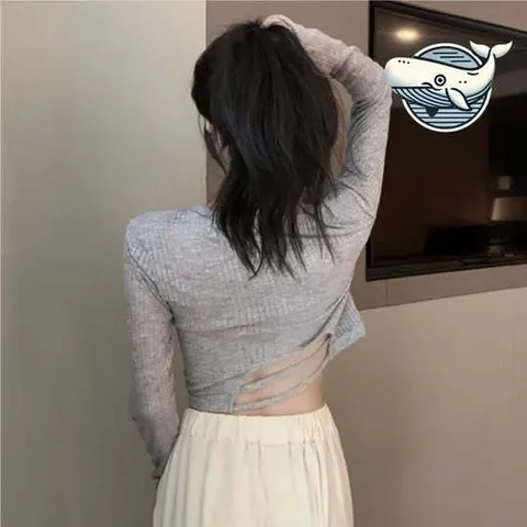 허리트임 크롭 골지티 어깨패드 포인트룩 세련된 여성티셔츠