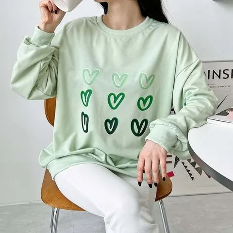 여성 5컬러 그라데이션 하트 캐주얼 루즈핏 맨투맨 하트맨투맨