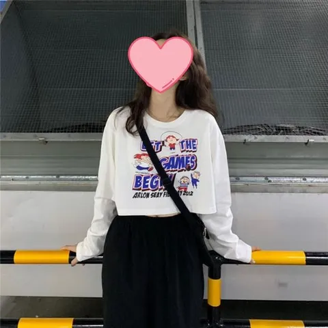 긴팔 티셔츠 크롭 페미닌룩 JS 캐주얼룩 C-