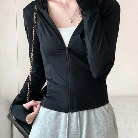 데일리 슬림핏 후드집업 여름 긴팔 헬스복 아웃도어