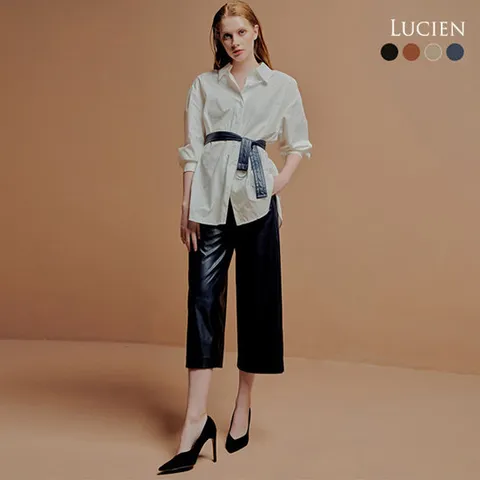 [루시앙]루시앙 Faux leather 벨티드 팬츠 (4color)