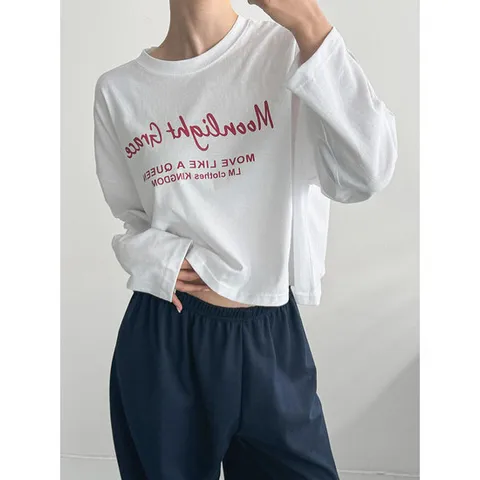 [어바웃탑][어바웃탑]프린트 크롭 긴팔 티셔츠