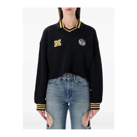 오프화이트 V넥 크롭 폴로 셔츠 OWBA07BS26FLE0021001