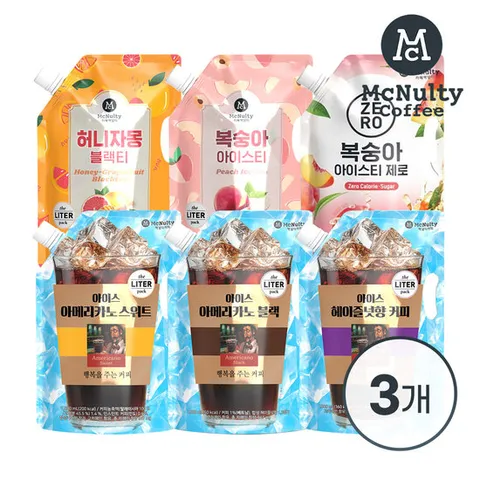 맥널티 아이스 파우치 1L 대용량 3입 (아메리카노/아이스티 택 1)