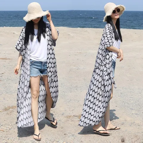 비치 로브 여름 휴양지 빅사이즈 롱 가디건 크롯