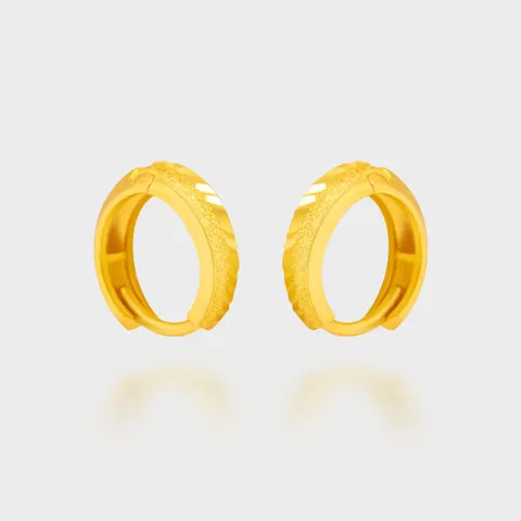 베티블루 999 순금 24k 원터치 링 심플 라인 컷팅 여성 귀걸이 11.25g