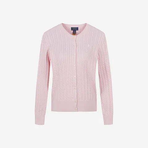 폴로 랄프로렌 케이블 니트 걸즈 가디건 연핑크