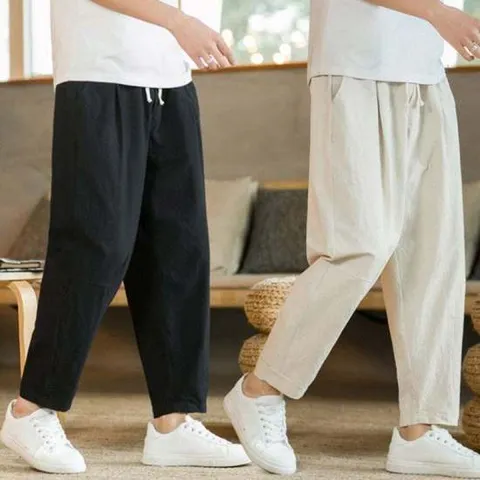 [오너클랜]인기상품 남성용 여름용 밴딩 린넨 9부 바지 좋은 캐