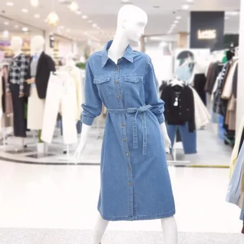 abfz sh06 심플 벨티드 데님 원피스 SLBHA5O34G