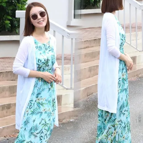 메쉬 여름 로브 비치 바캉스 여성 여자 긴팔 로브 간절기 롱 가디건