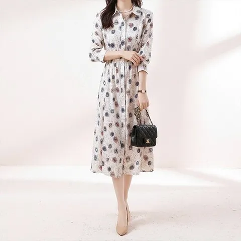 [핑크엘리제]페이즐리 클래식 데일리 오피스룩 에셀리아셔츠원피