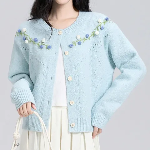 [블랙퀸] 송이 루즈핏 블루 가디건 blk004441