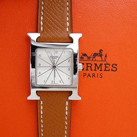 에르메스 카멜 엡솜 H아워 은장 여성용 시계