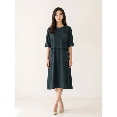 크로커다일레이디 도레이 져지 허리 재원단 스트링 원피스_CLEMOP113