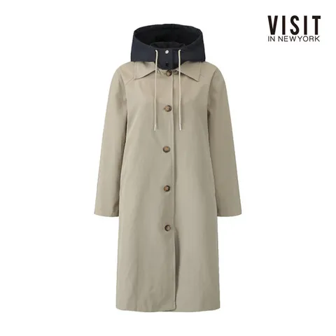 [ 롯데백화점 ][비지트인뉴욕]배색 후디 포인트 트렌치 코트 V62LC01