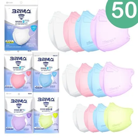 [어린숨]크리넥스 비말차단 라이트핏 쿨 마스크 KFAD 슬림앤쿨 새부리형 입체형 화이트 대형중형소형
