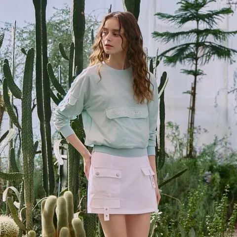 챌린저 여성 앞포켓 장식 라운드 우븐탑 라이트민트 CHE1WWT5512LM