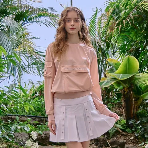 챌린저 여성 앞포켓 장식 라운드 우븐탑 핑크 CHE1WWT5512PK