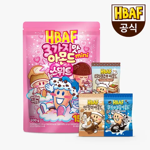 [본사직영] 바프 스위트 미니 아몬드 20g 15봉 모음전 인절미,쿠키앤크림,티라미수