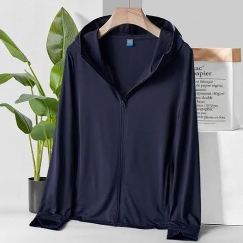 [의류] 남성용 여름 UV 차단 후드 집업 점퍼 L 네이비