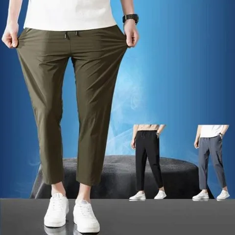 [의류] 남성 여름 아이스 밴딩 스판 테이퍼드 슬랙스 바지