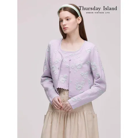 [써스데이아일랜드][Thursday Island] 플라워 자카드 가디건(T24