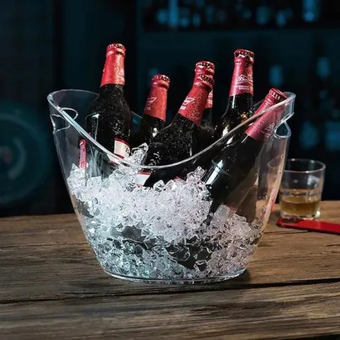와인쿨러 캠핑 투명 아이스버킷 맥주 와인 샴페인 보냉 얼음 4L