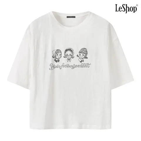 [르샵]쓰리걸 프린팅 데일리 7부 티셔츠 (DQ1LW010A)