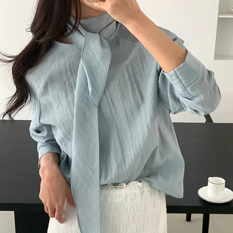[하젤] 루카포 스카프 레이온 블라우스_S4568