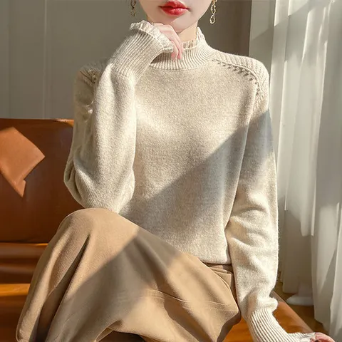 [루미루나]숄더프릴셔링니트