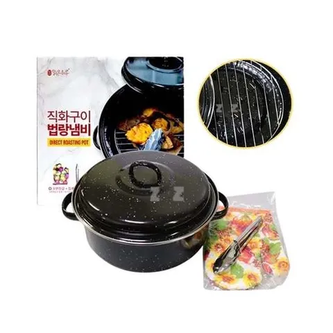 현이몰 직화구이 범량냄비 장갑 집게세트 24cm 군고구마냄비 직화냄비 범랑제 고구마솥 군옥수수 군고구마