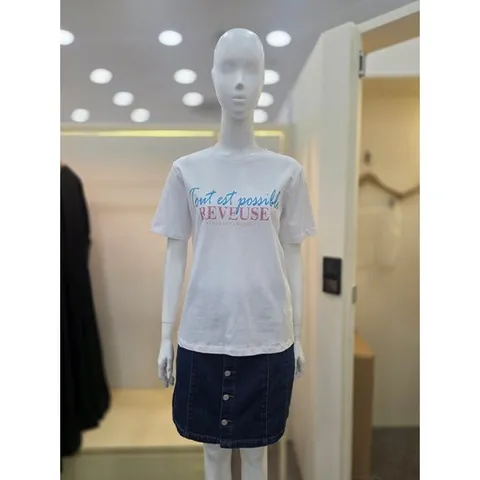 [플라스틱아일랜드]실켓터링 레터링 티셔츠 PR7CH302_DJ