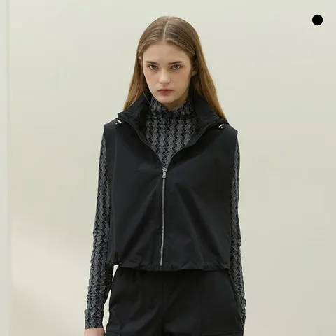 [데니스골프] 26SS신상 여성 스윙 풀집업 크롭베스트 블랙_HD5SLVT293