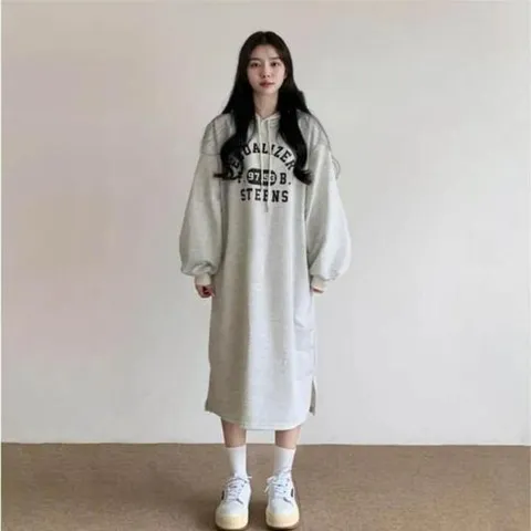 편안하게입을수있는 편안하면서 스타일리시한 후드디테일 캐주얼 롱원피스