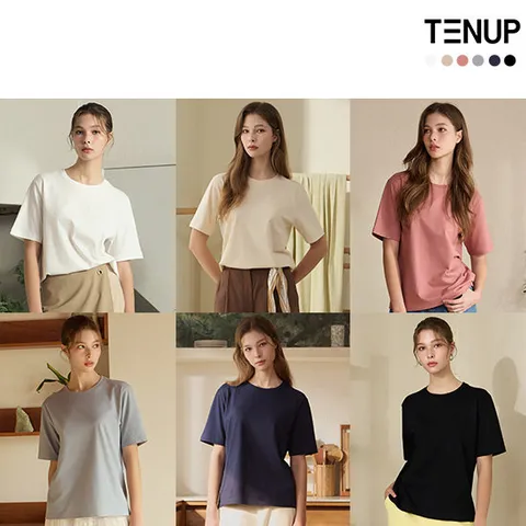텐업 여성 퓨어코튼100 튜블러 티셔츠 6종